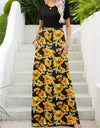 Printed Round Neck Short Sleeve Maxi Dress