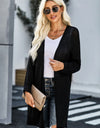 Side Slit Open Front Knit Longline Cardigan