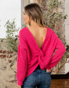 Sew In Love Full Size Openwork Twisted Back Dropped Shoulder Sweater