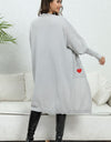 Lantern Sleeve Open Front Pocketed Cardigan