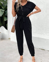 Perfee V-Neck Short Sleeve Jumpsuit