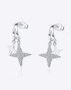 Moissanite Star Rhodium-Plated Drop Earrings