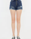 Kancan Raw Hem Button Fly Denim Shorts