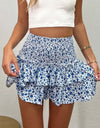 Printed Frill Trim Smocked Mini Skirt