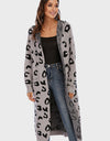 Leopard Hooded Cardigan with Pockets