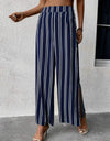 Striped Slit Wide Leg Pants