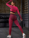 Striped Long Sleeve Top and Leggings Sports Set