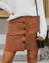 Double Take Buttoned Corduroy Mini Skirt