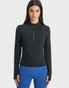 Half Zip Thumbhole Sleeve Sports Top