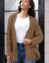 Open Front Cable-Knit Cardigan