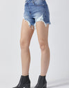 RISEN Raw Hem Asymmetrical Waist Denim Shorts