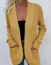 Open Front Rib-Knit Cardigan with Pockets