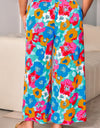 Plus Size Floral Drawstring Wide Leg Pants with Pockets