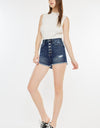 Kancan Raw Hem Button Fly Denim Shorts