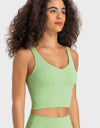 Deep V-Neck Crop Sports Bra