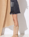 Rhinestone Fringe Denim Skirt