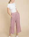 Cotton Bleu by Nu Lab Striped Elastic Waist Wide Leg Pants