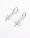 925 Sterling Silver Zircon Cross Earrings