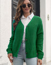 Button Down Ribbed Trim Cardigan