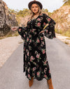 Plus Size Floral Flare Sleeve Dress