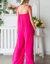 Veveret Pocketed Spaghetti Strap Wide Leg Jumpsuit