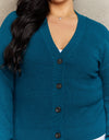 Zenana Kiss Me Tonight Full Size Button Down Cardigan in Teal