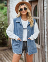 Button Front Sleeveless Denim Jacket