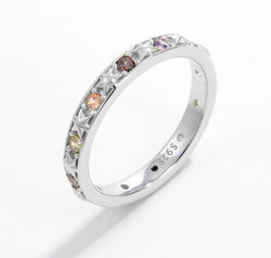 925 Sterling Silver Inlaid Zircon Ring