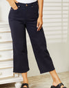 Judy Blue Full Size High Waist Tummy Control Garment Dyed Wide Cropped Jeans