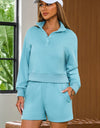 Half Button Sweatshirt and Shorts Active Set