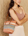 Fame By The Sand Straw Braided Striped Tote Bag