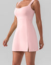 Square Neck Sleeveless Slit Mini Active Dress