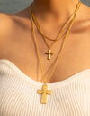 18K Gold-Plated Double Layered Cross Necklace