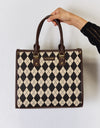 David Jones Argyle Pattern PU Leather Handbag