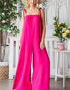 Veveret Pocketed Spaghetti Strap Wide Leg Jumpsuit