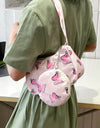 Butterfly Print Shoulder Bag with Purse