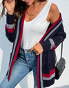 Open Front Striped Long Sleeve Cardigan