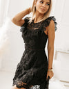 Round Neck Cap Sleeve Lace Mini Dress