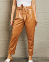 HEYSON Powerful You Full Size Faux Leather Paperbag Waist Pants