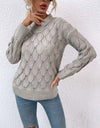 Openwork Cutout Dropped Shoulder Sweater