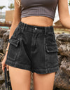 High-Waist Denim Shorts with Pockets