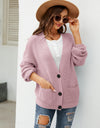 Button Up Drop Shoulder Long Sleeve Cardigan