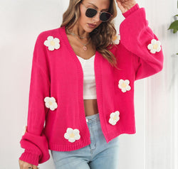 Floral Open Front Long Sleeve Cardigan