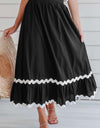 Contrast Trim Elastic Waist Skirt