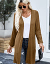 Side Slit Open Front Knit Longline Cardigan