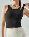 Ribbed Round Neck Sports Tank Top