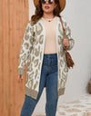 Plus Size Printed Long Sleeve Cardigan