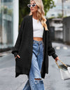 Open Front Dropped Shoulder Longline Cardigan