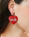 LOVE Beaded Heart Earrings