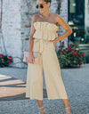 Ruffled Strapless Wide Leg Jumpsuit